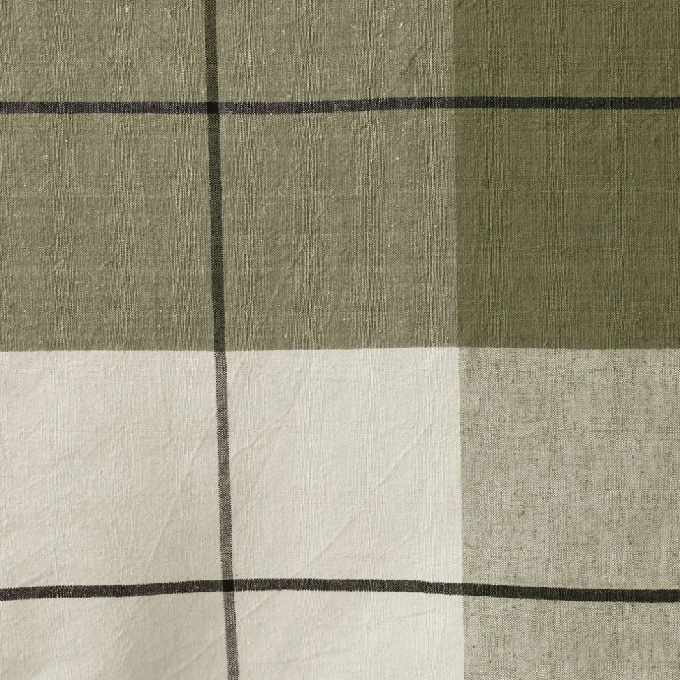 Nappe carreaux coton lin tissé teint