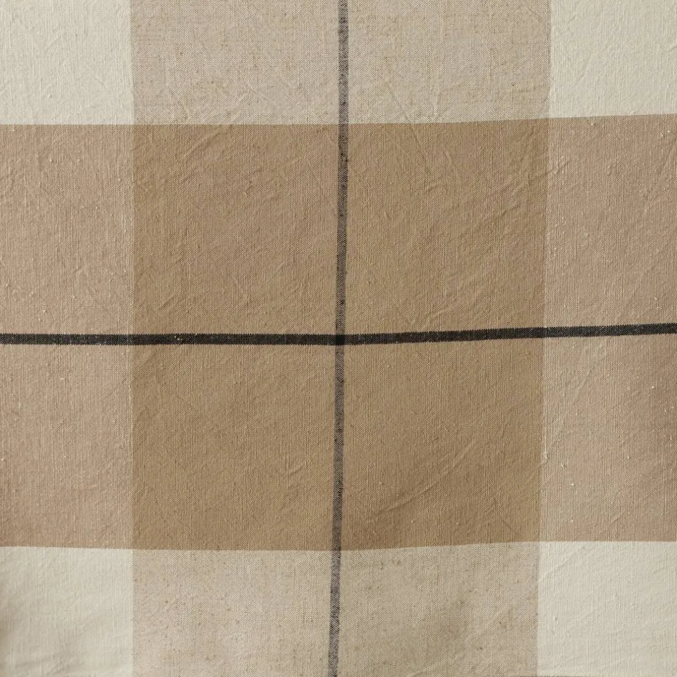 Nappe carreaux coton lin tissé teint
