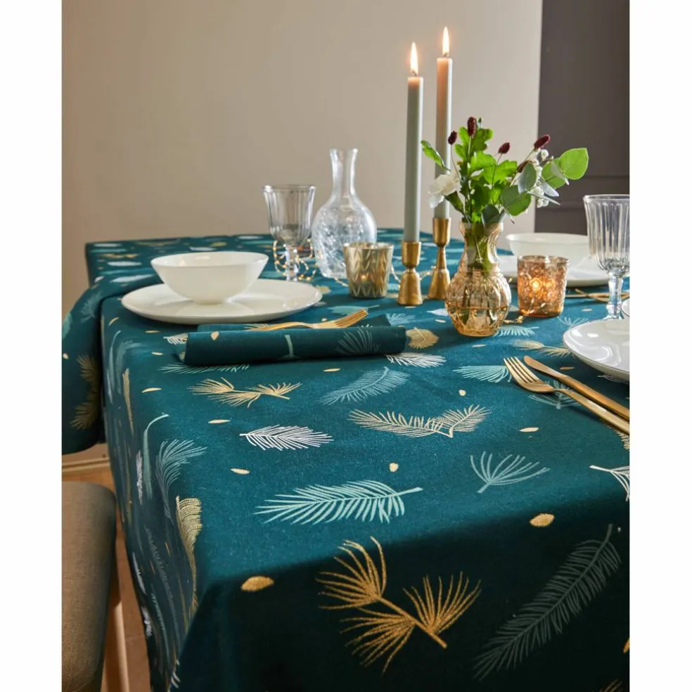 Nappe imprimée feuillage doré