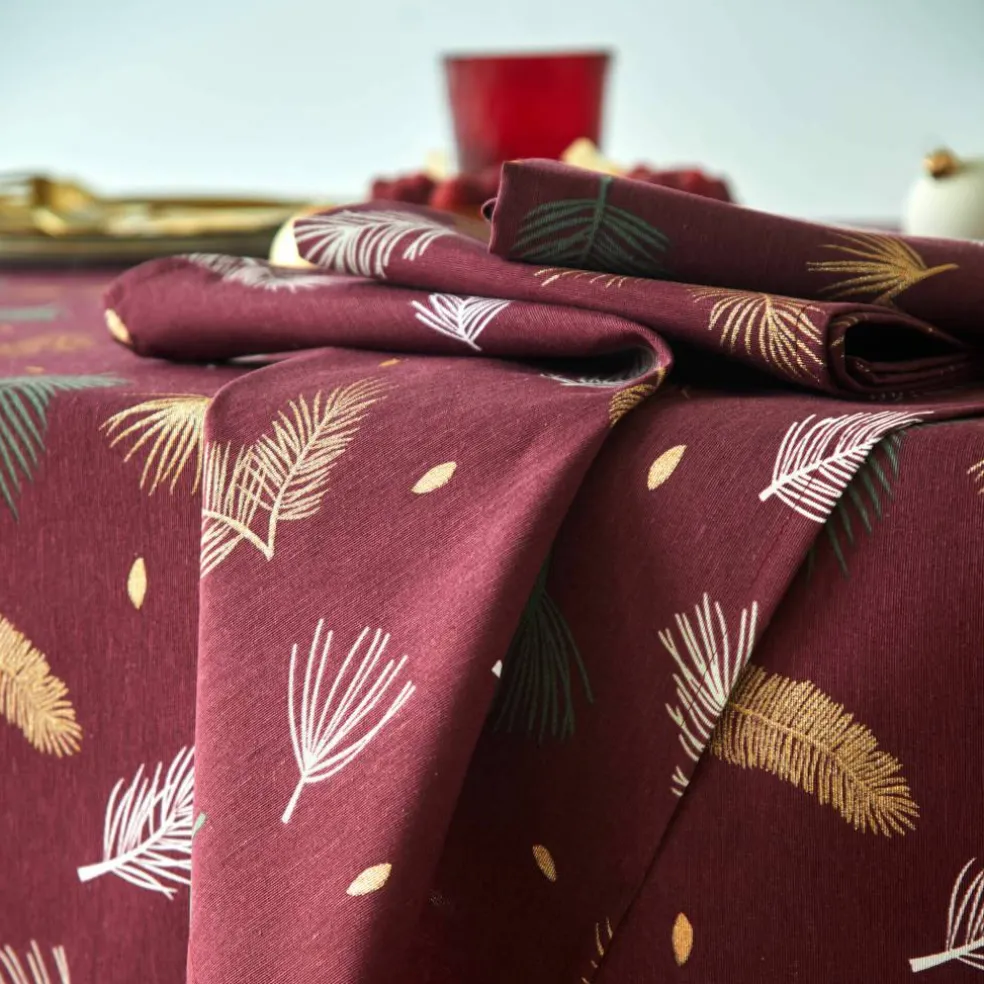 Nappe imprimée feuillage doré