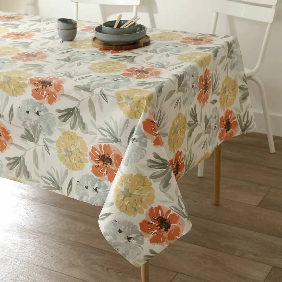 Nappe toile cirée imprimé grosses fleurs