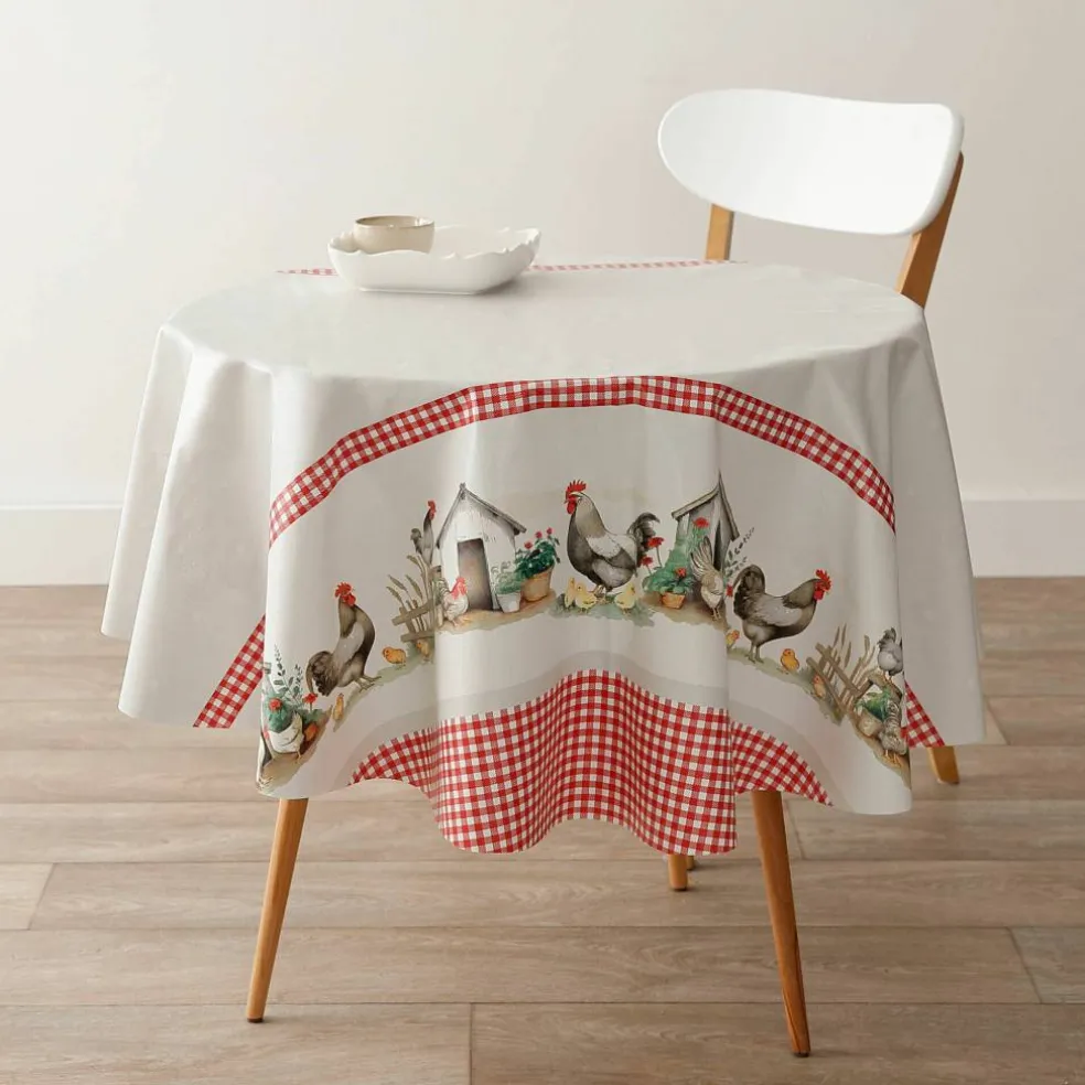 Nappe toile cirée motif poules