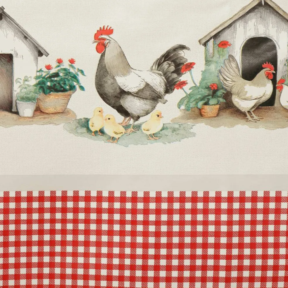 Nappe toile cirée motif poules
