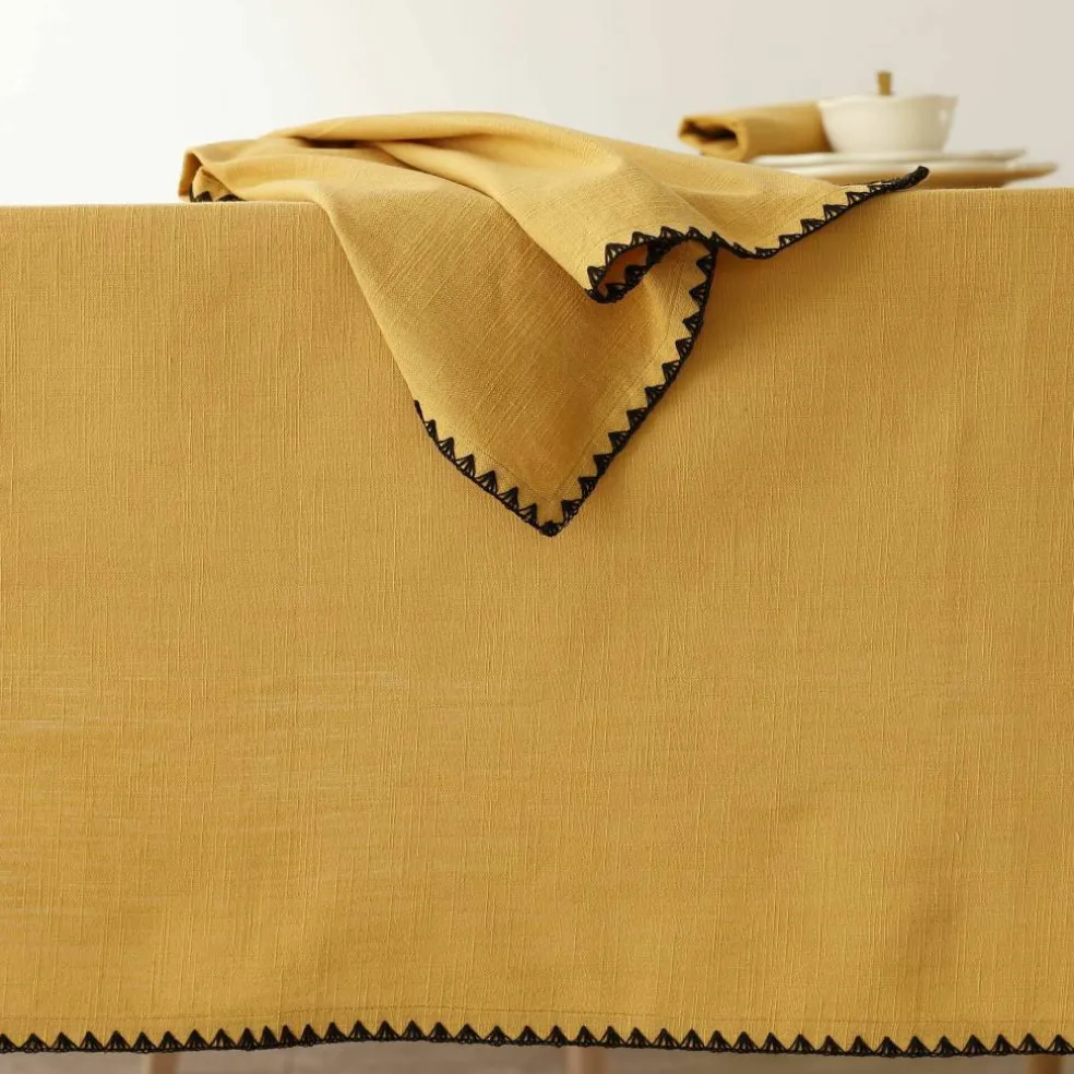 Nappe unie coton finition fantaisie