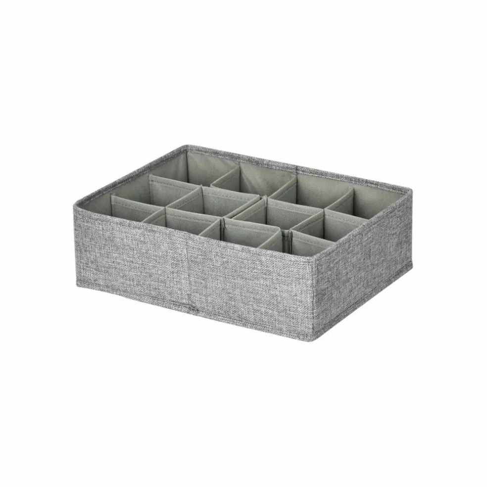 Organiseur tiroir tissu gris, 12 compartiments
