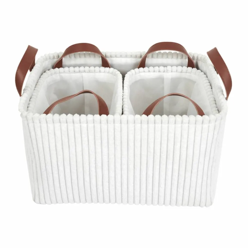 Panier de rangement tissu côtelé - lot de 3