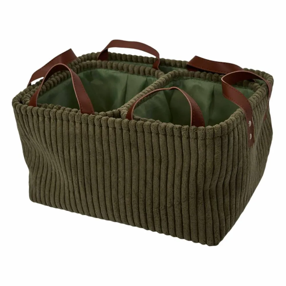 Panier de rangement tissu côtelé - lot de 3