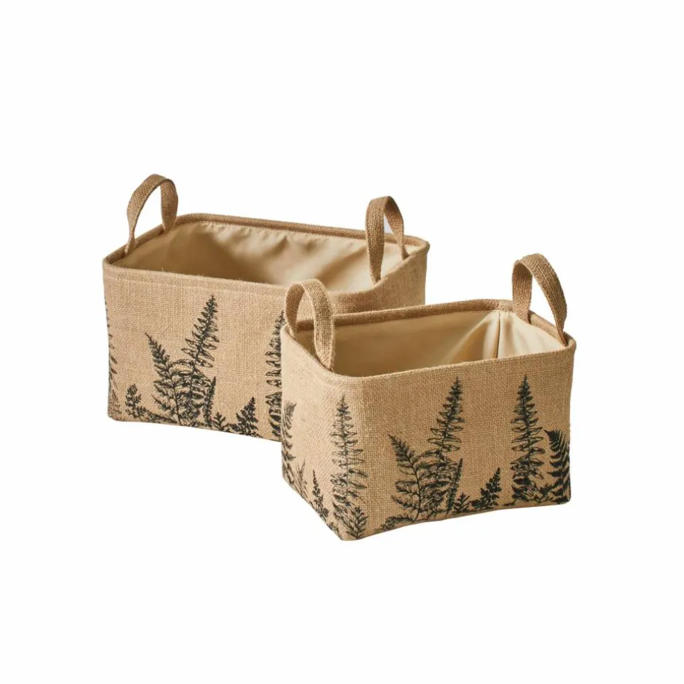 Panier en jute imprimé fougères - lot de 2