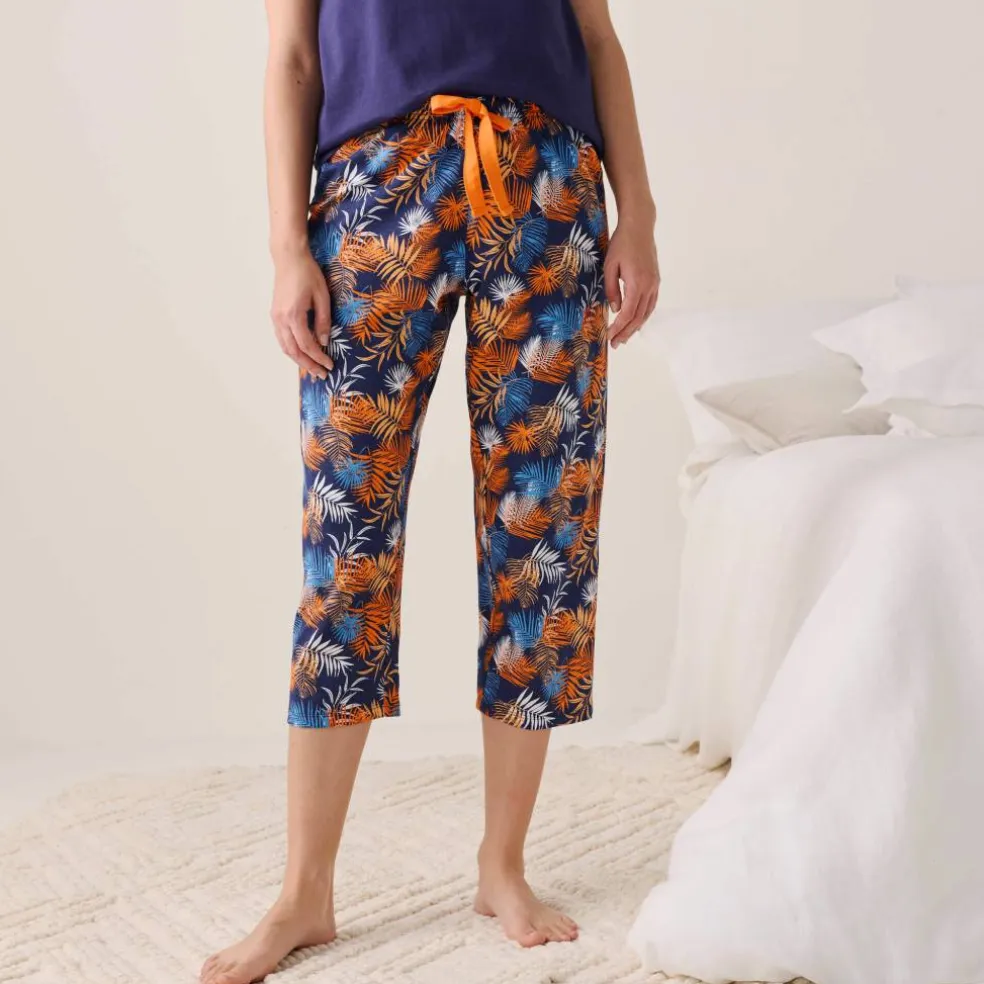 Pantacourt de pyjama en coton - imprimé tropical