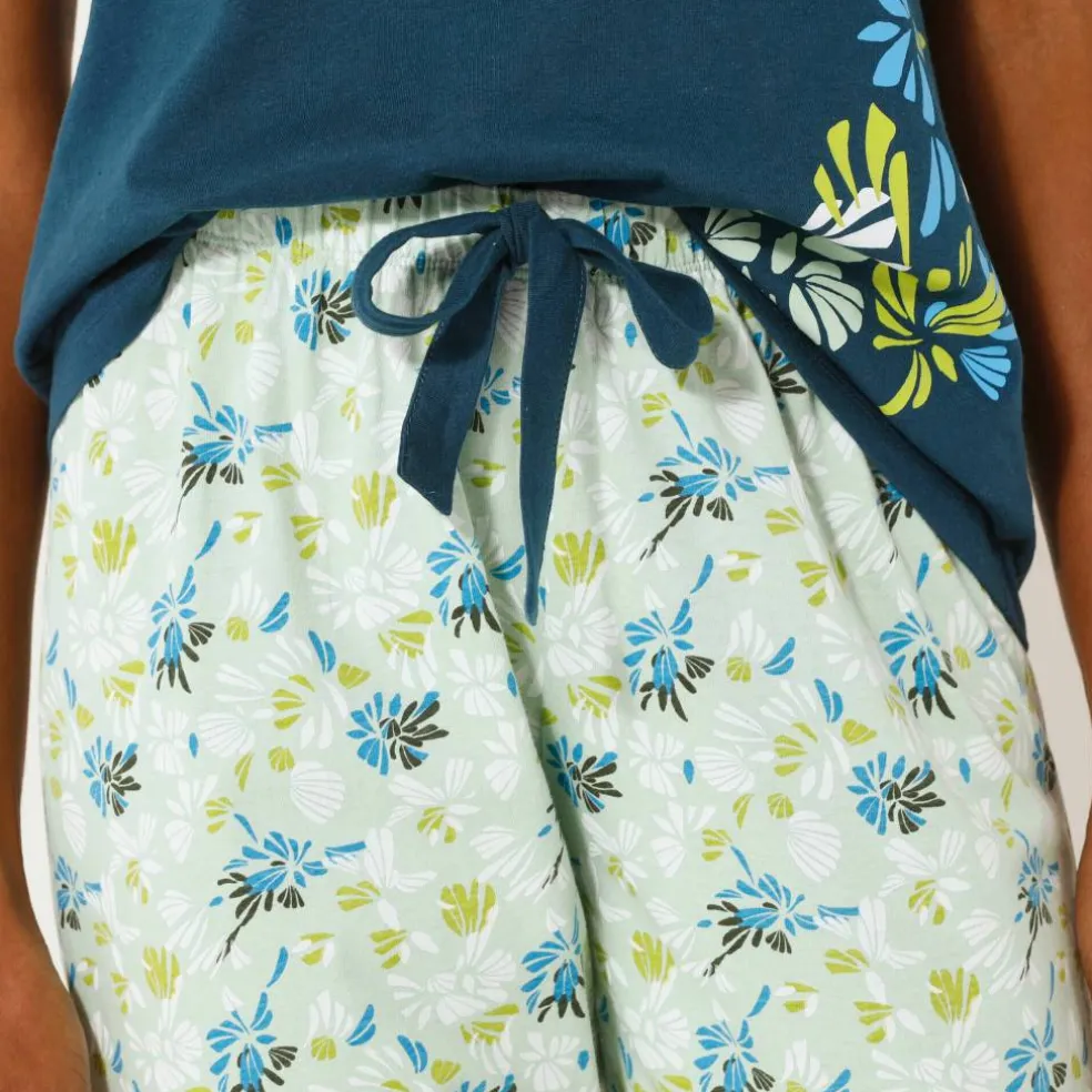 Pantacourt de pyjama imprimé fleuri
