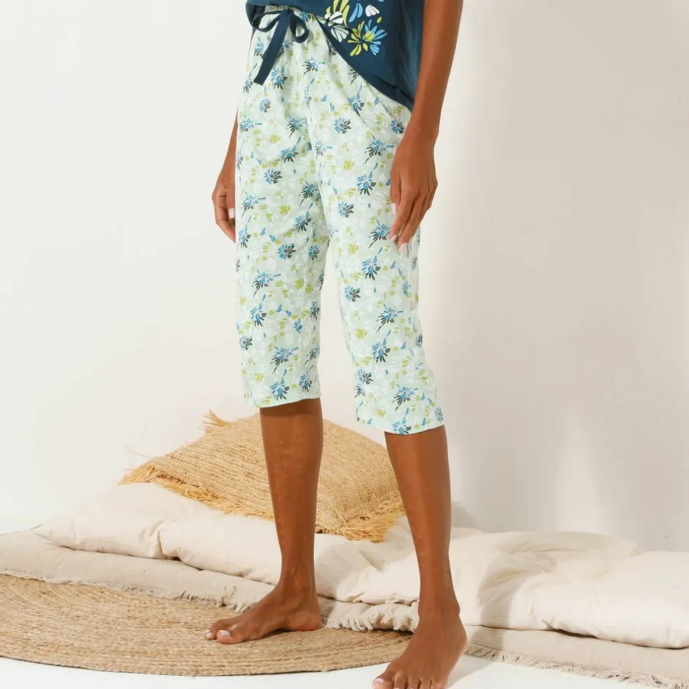 Pantacourt de pyjama imprimé fleuri