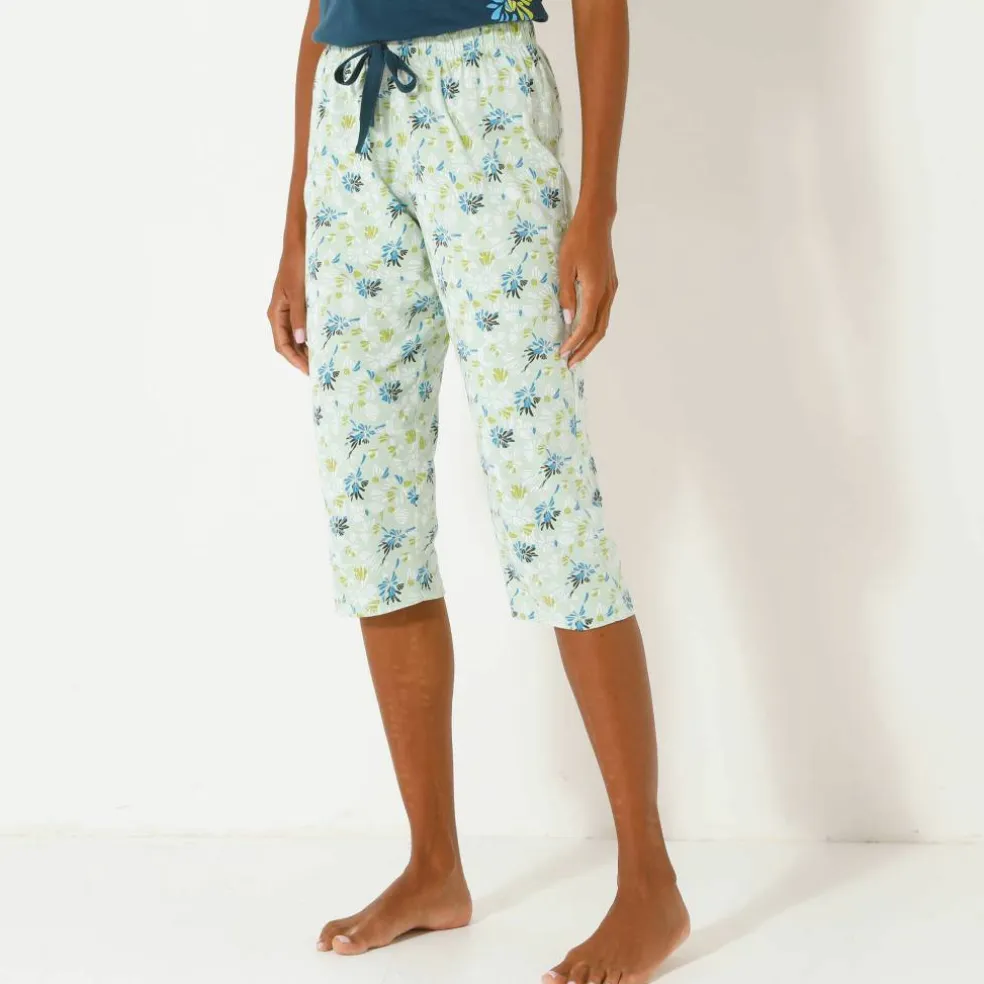 Pantacourt de pyjama imprimé fleuri