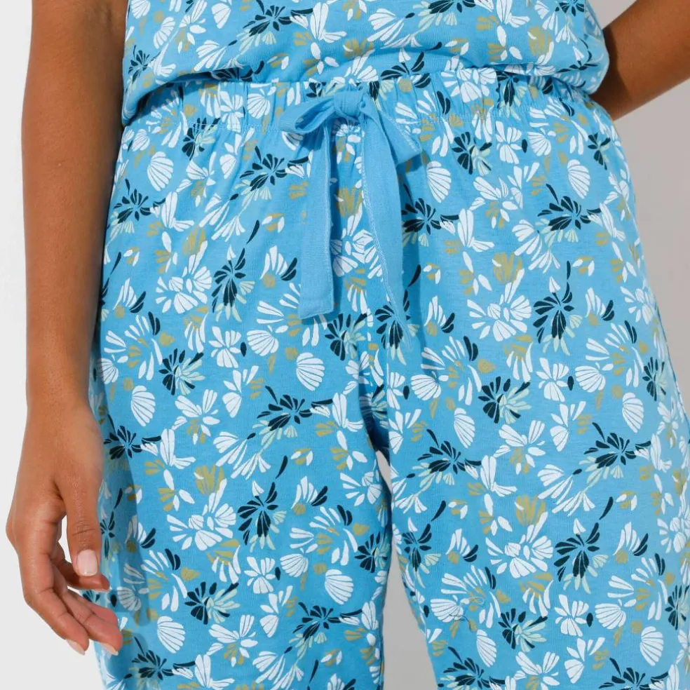 Pantacourt de pyjama imprimé fleuri