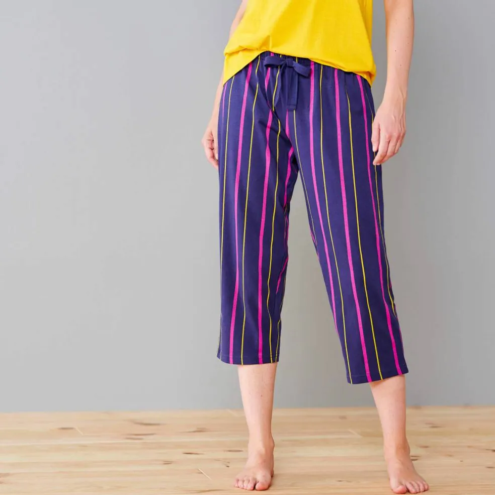 Pantacourt de pyjama imprimé rayé Estrella - coton