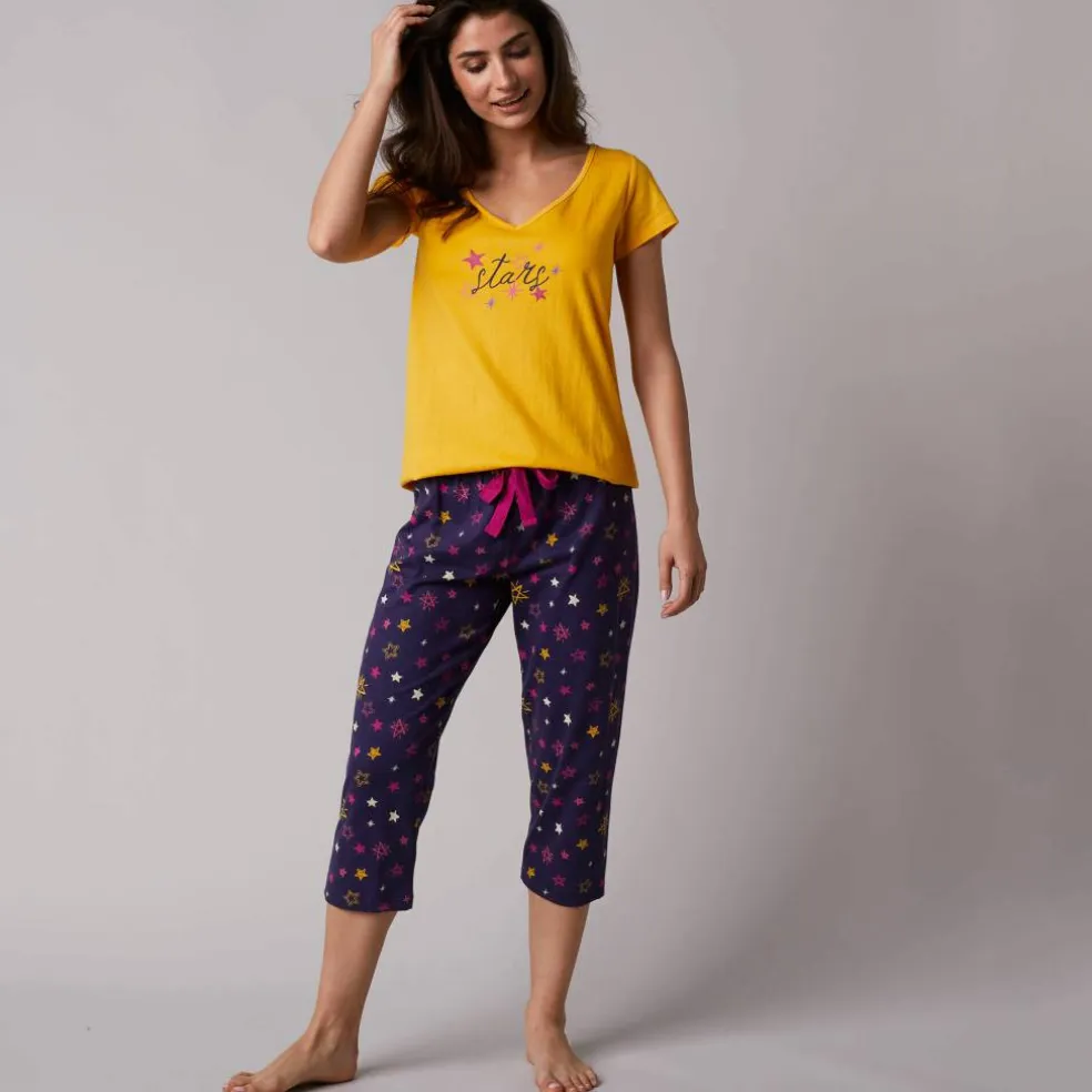 Pantacourt de pyjama imprimé étoiles Estrella - coton