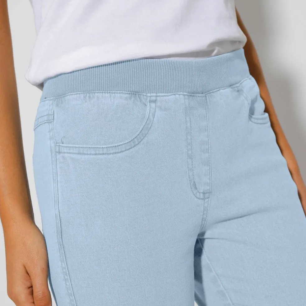 Pantacourt jean taille élastiquée