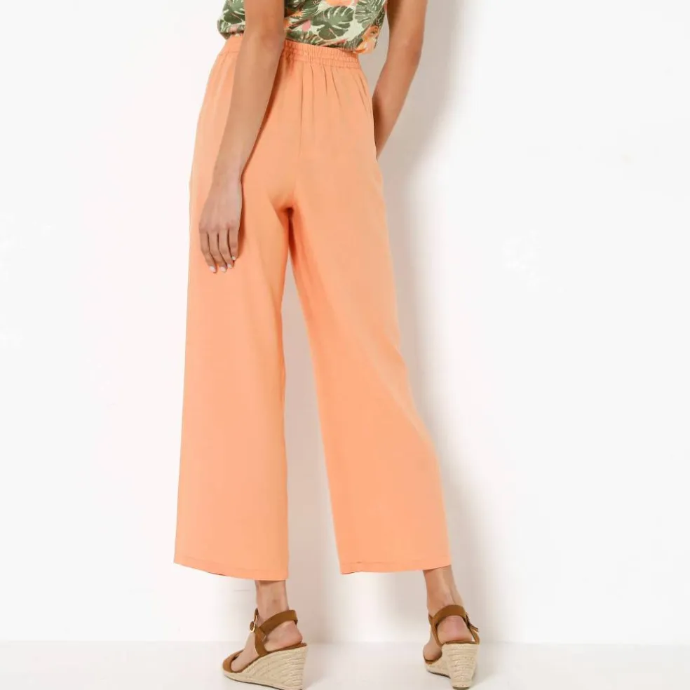 Pantacourt large, viscose et lin