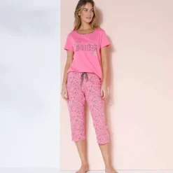 Pantacourt pyjama imprimé fleuri