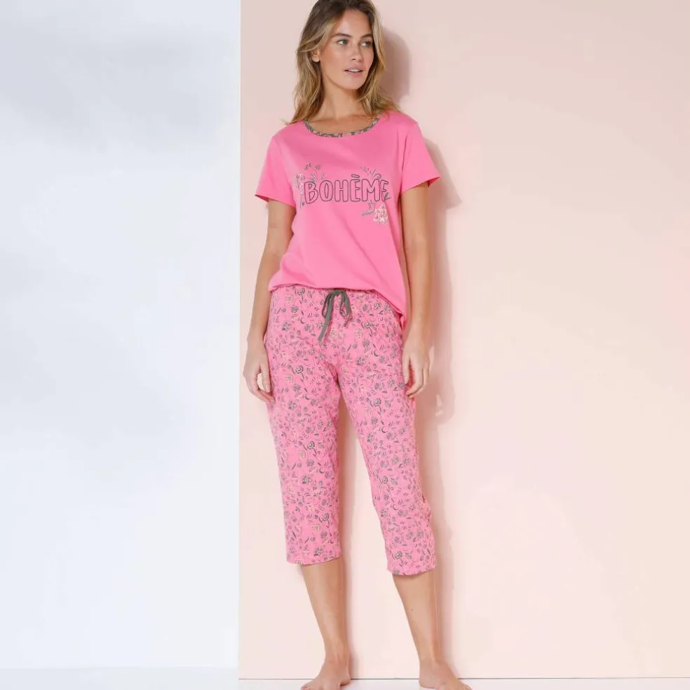 Pantacourt pyjama imprimé fleuri "Bohème"