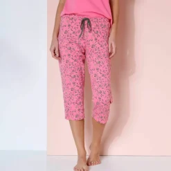 Pantacourt pyjama imprimé fleuri