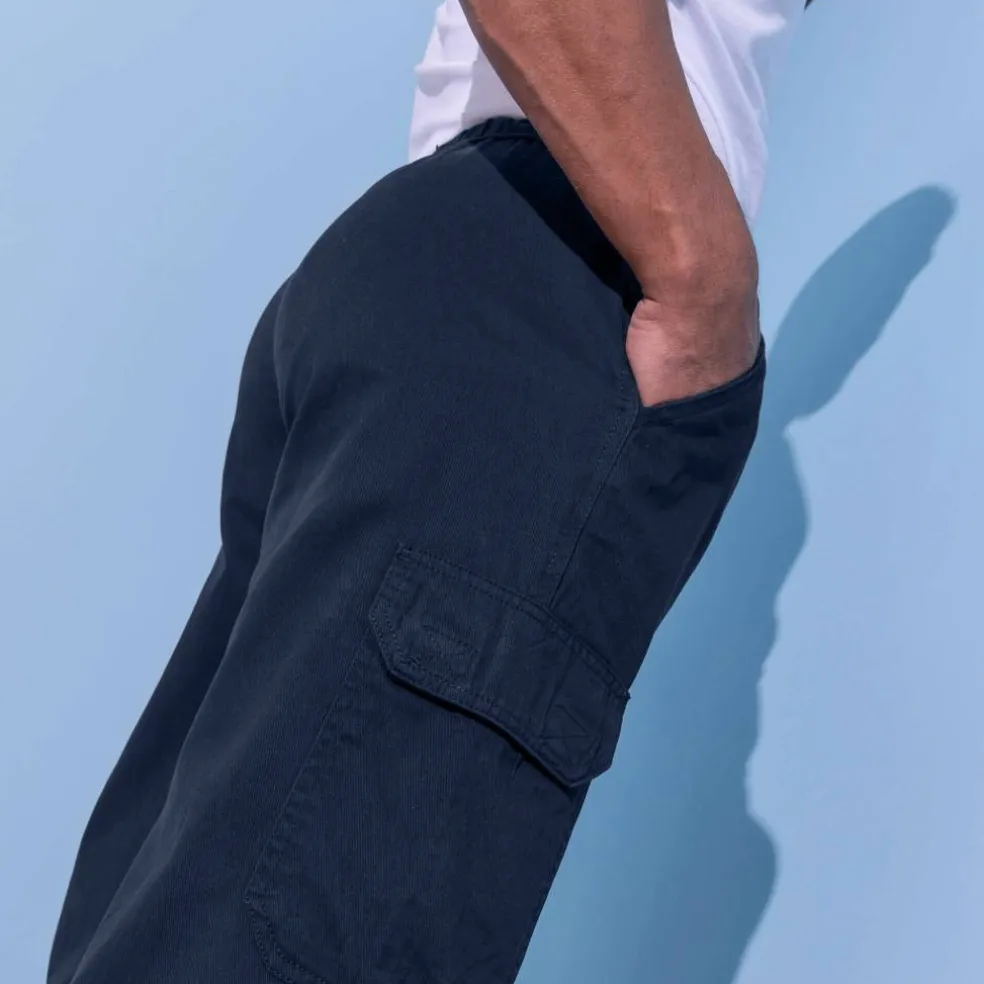 Pantalon cargo gabardine élastiqué