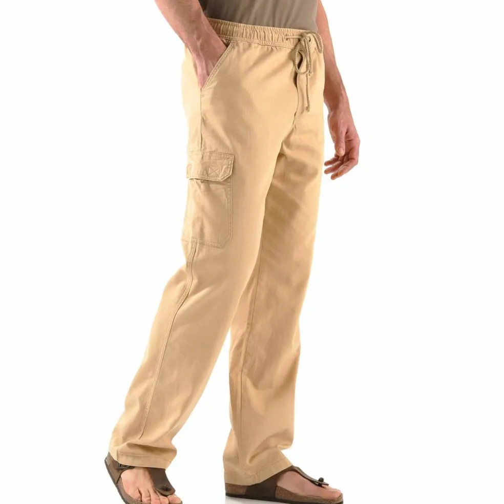 Pantalon cargo gabardine élastiqué