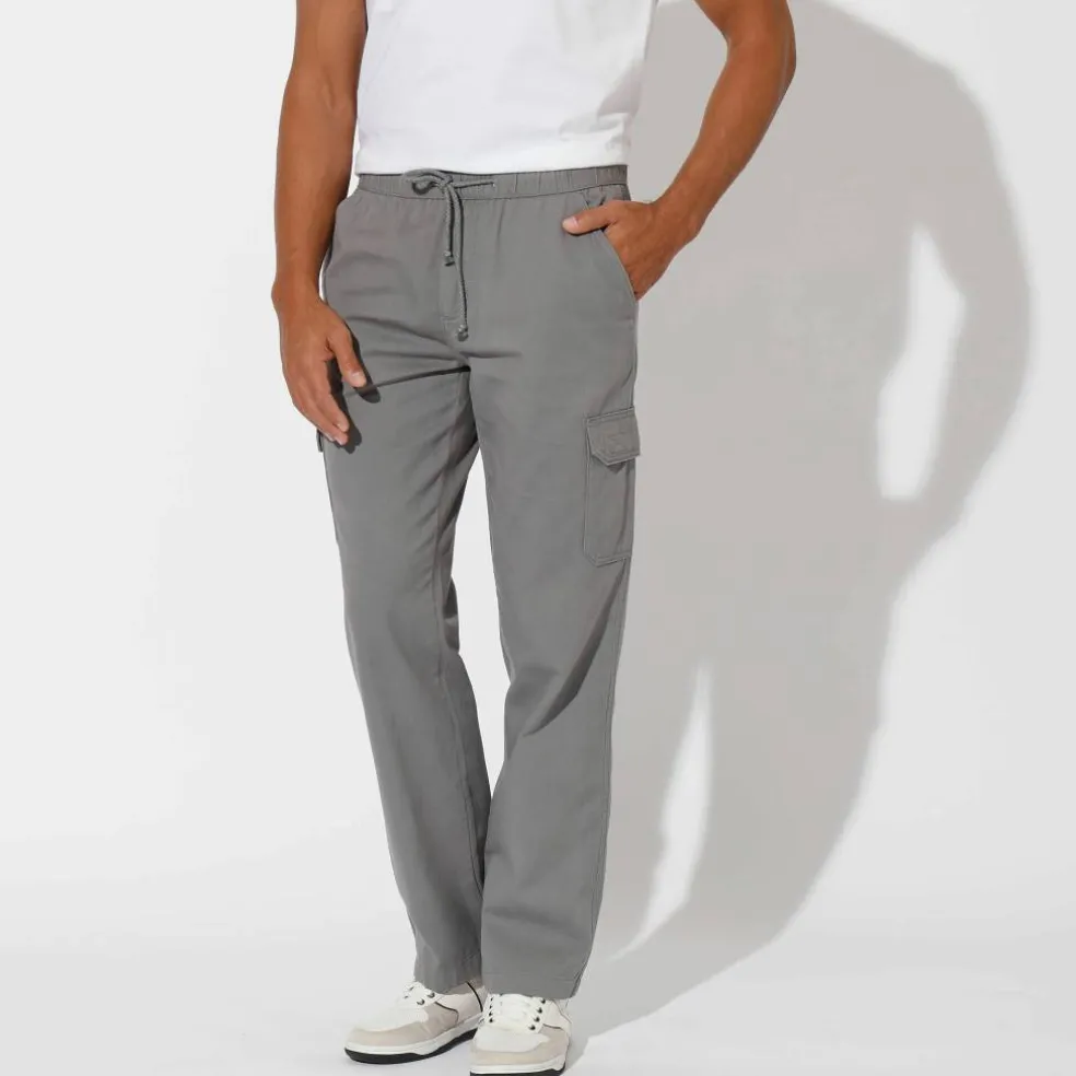 Pantalon cargo gabardine élastiqué