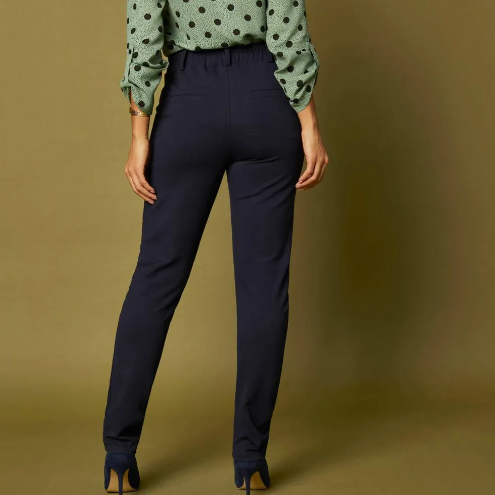 Pantalon chino uni, maille milano