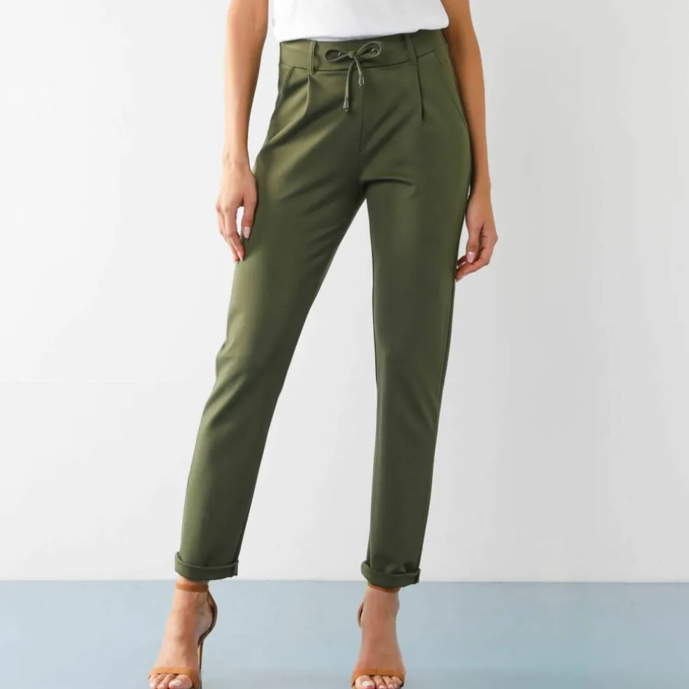 Pantalon chino uni, maille milano