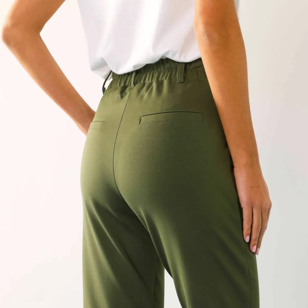 Pantalon chino uni, maille milano