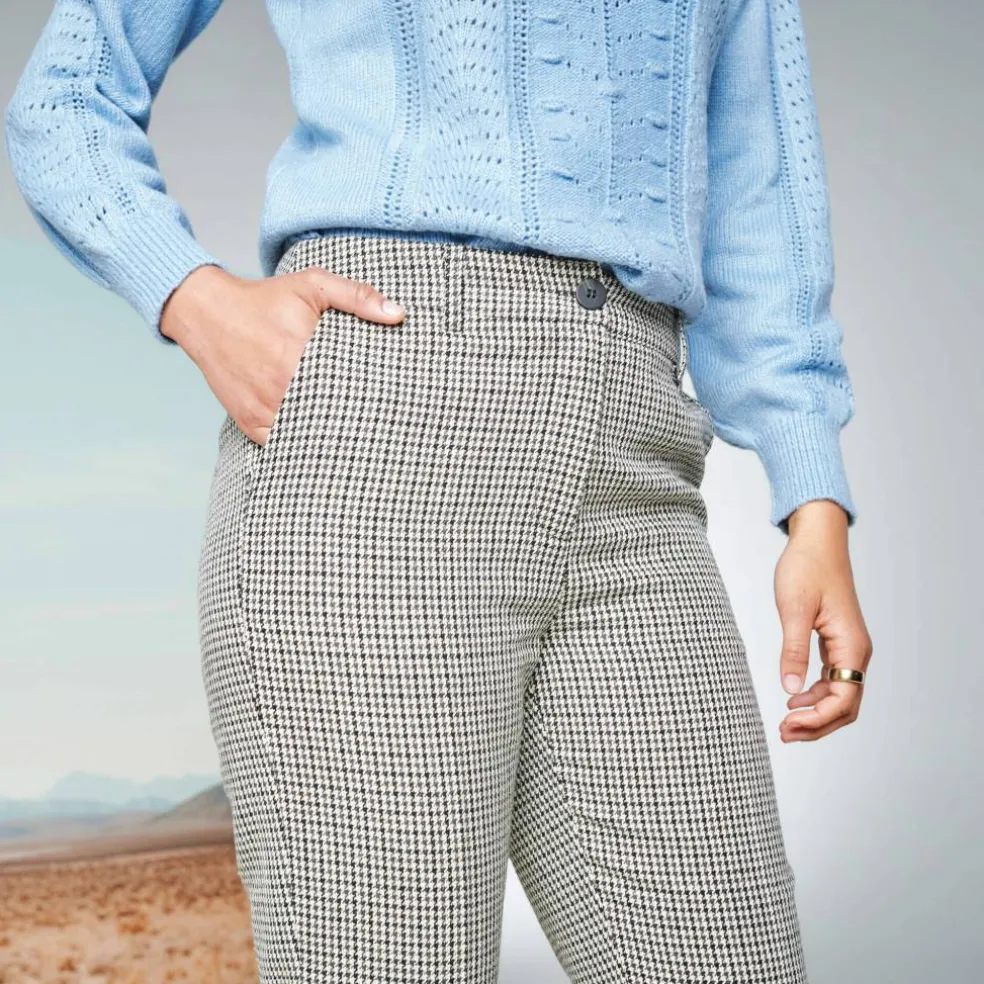 Pantalon cigarette 7/8ème, imprimé pied-de-poule
