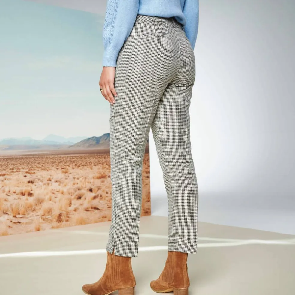 Pantalon cigarette 7/8ème, imprimé pied-de-poule