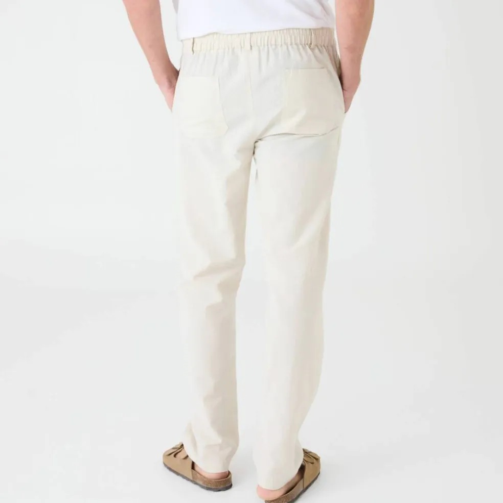 Pantalon coton lin ceinture 3/4 élastiquée