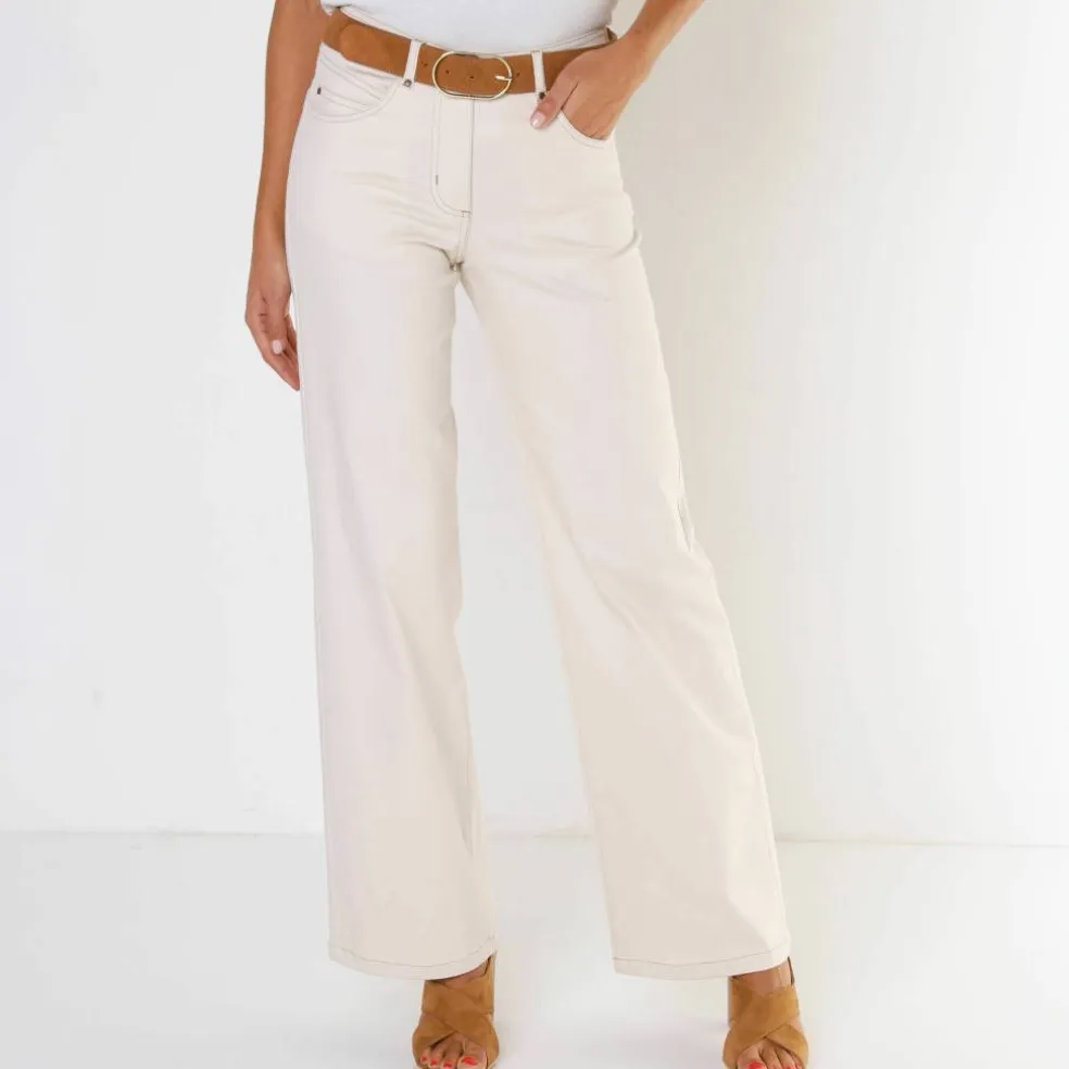 Pantalon couleur coupe large 5 poches