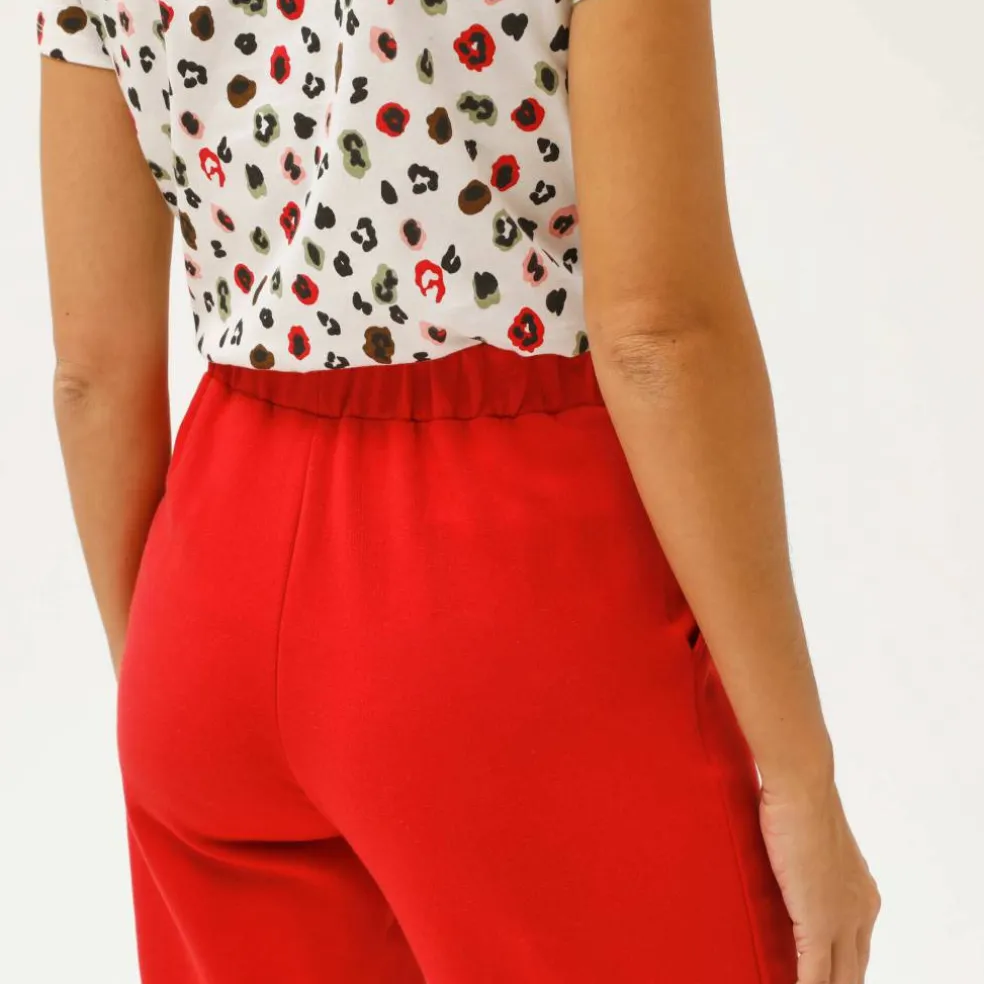 Pantalon coupe large molleton taille élastiquée