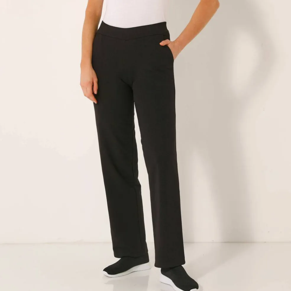 Pantalon coupe large molleton taille élastiquée