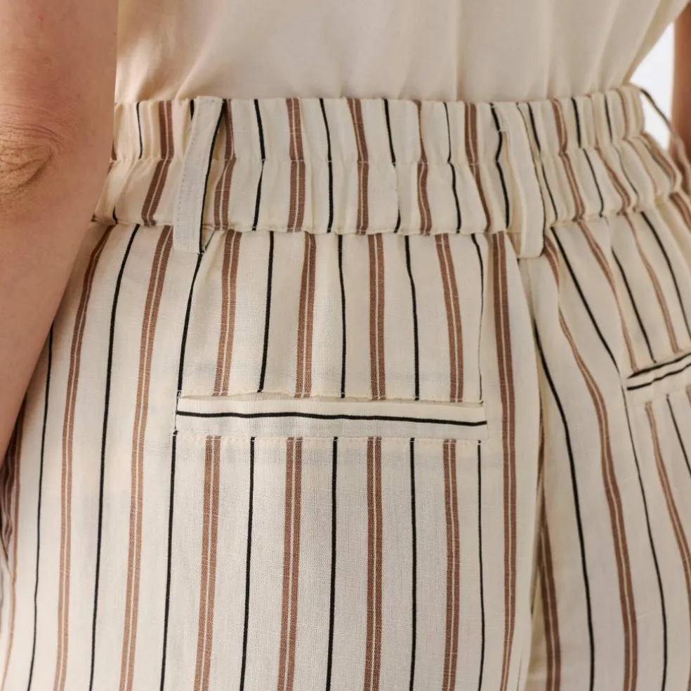 Pantalon coupe mom coton-lin rayé