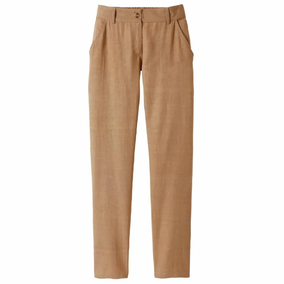 Pantalon coupe mom coton-lin uni