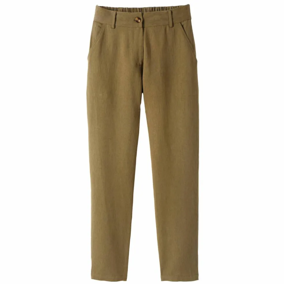 Pantalon coupe mom coton-lin uni