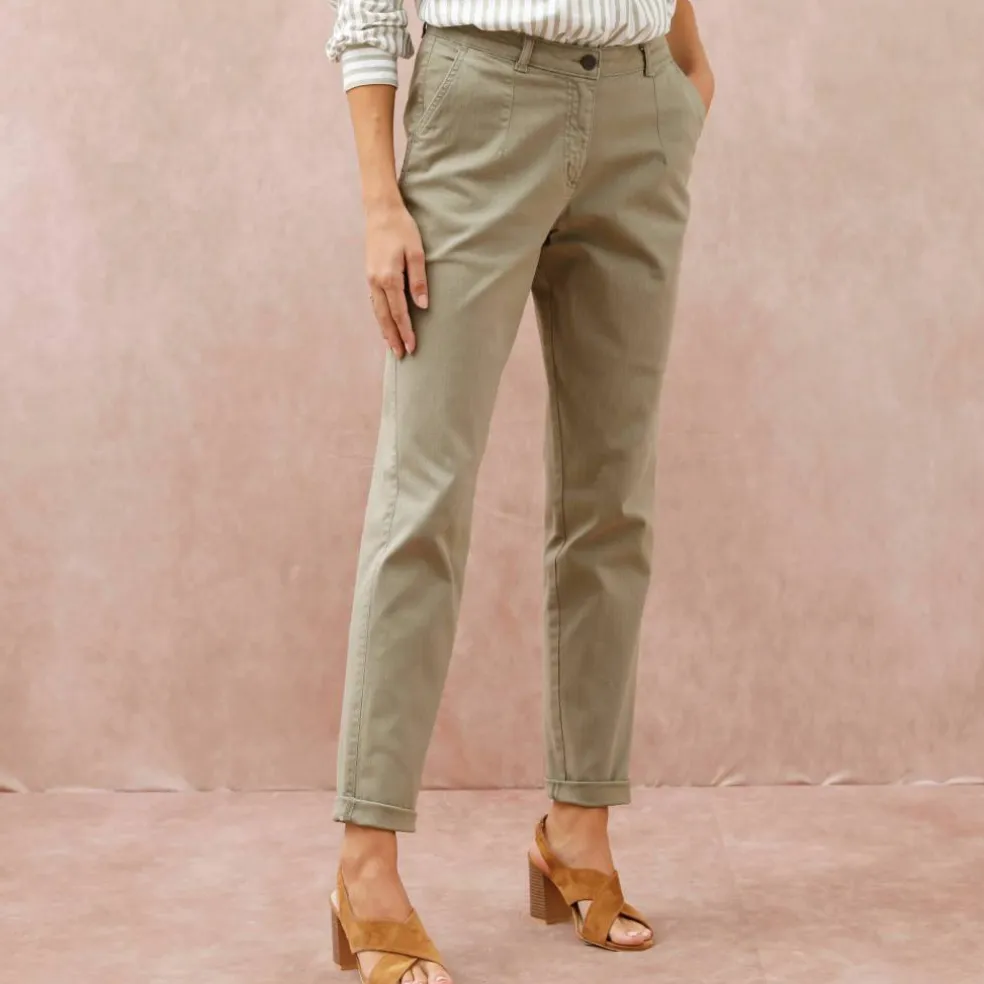 Pantalon coupe mom taille haute, stretch
