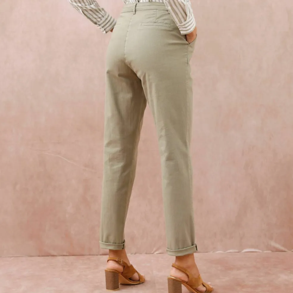 Pantalon coupe mom taille haute, stretch
