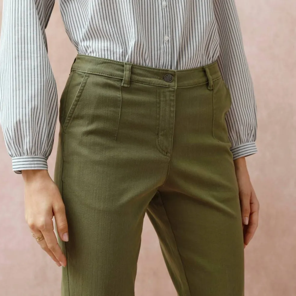 Pantalon coupe mom taille haute, stretch