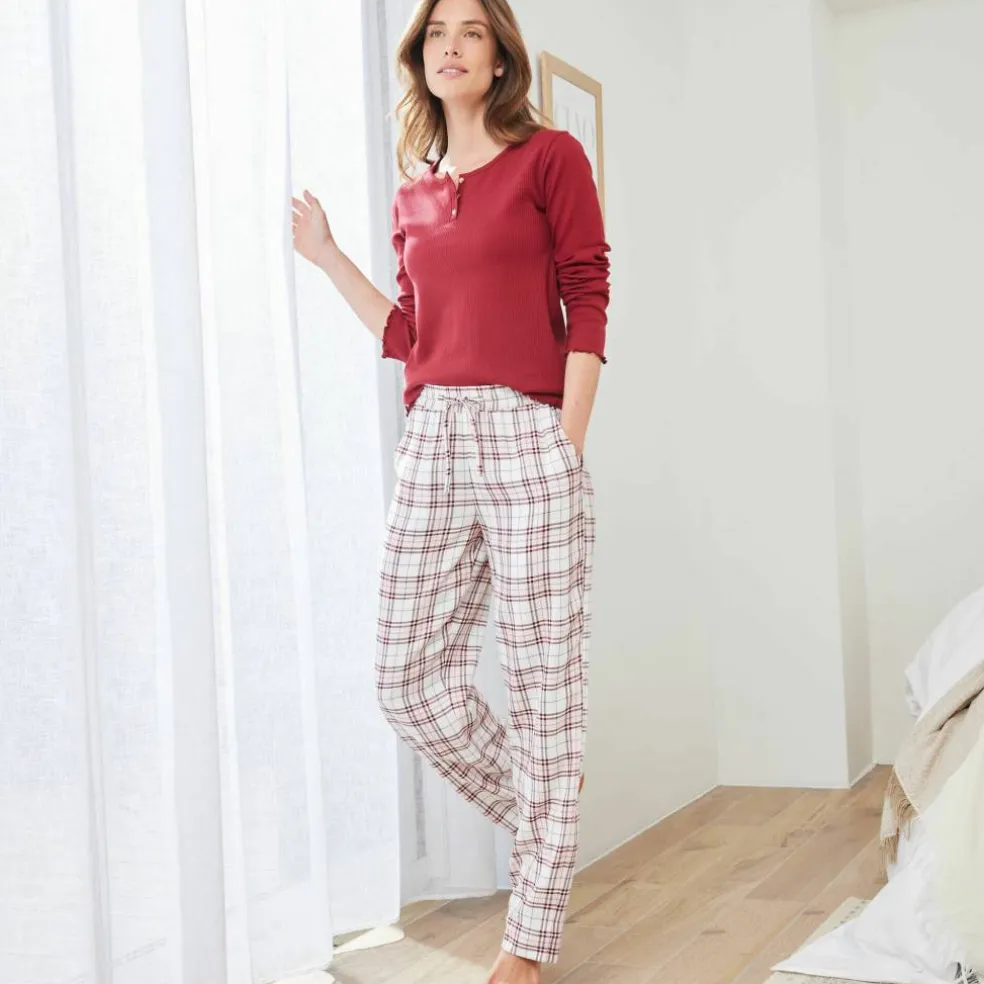 Pantalon de pyjama tissé teint carreaux