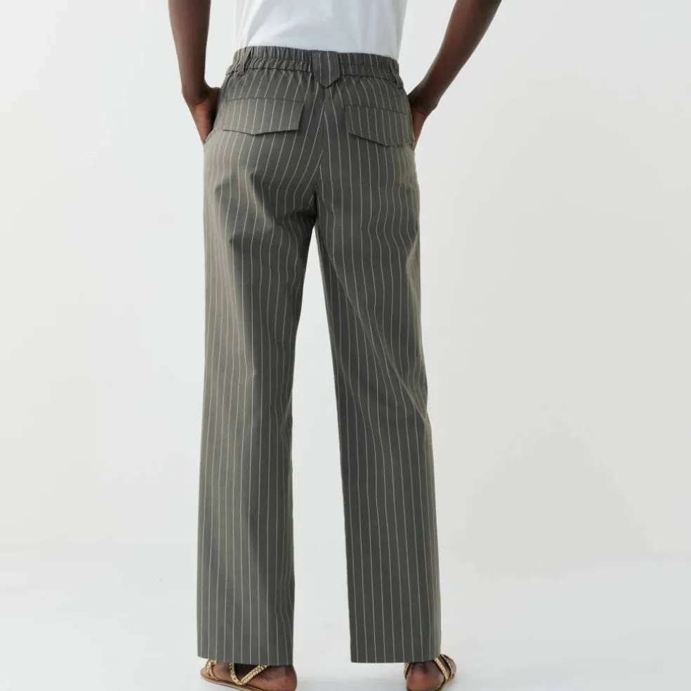 Pantalon droit large, rayé