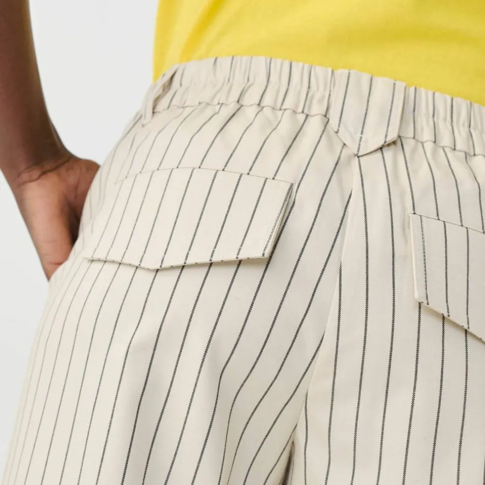 Pantalon droit large, rayé