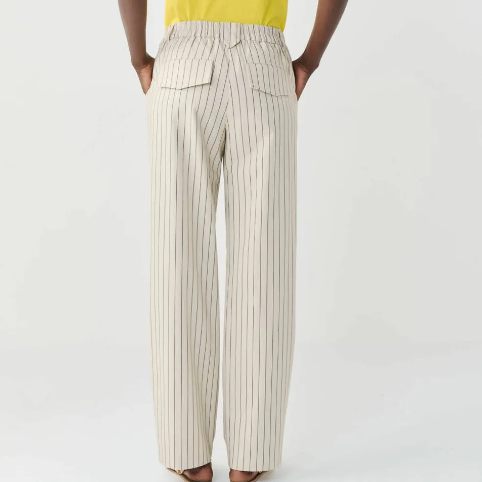 Pantalon droit large, rayé