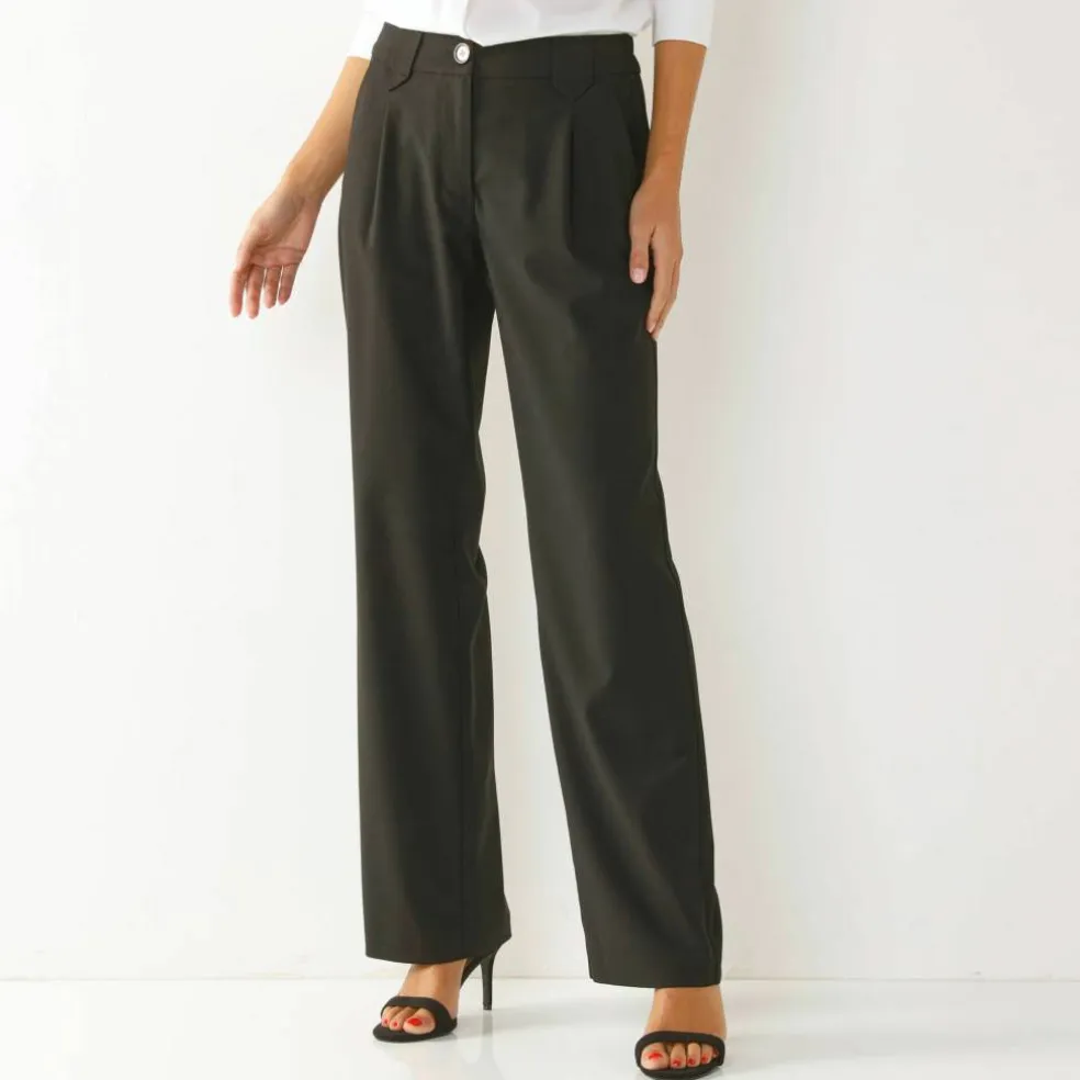 Pantalon droit large, uni
