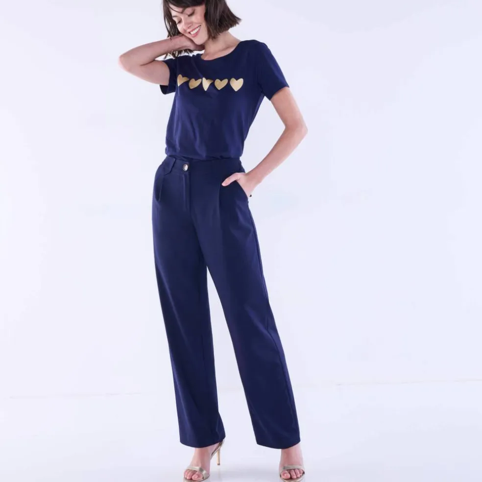 Pantalon droit large, uni