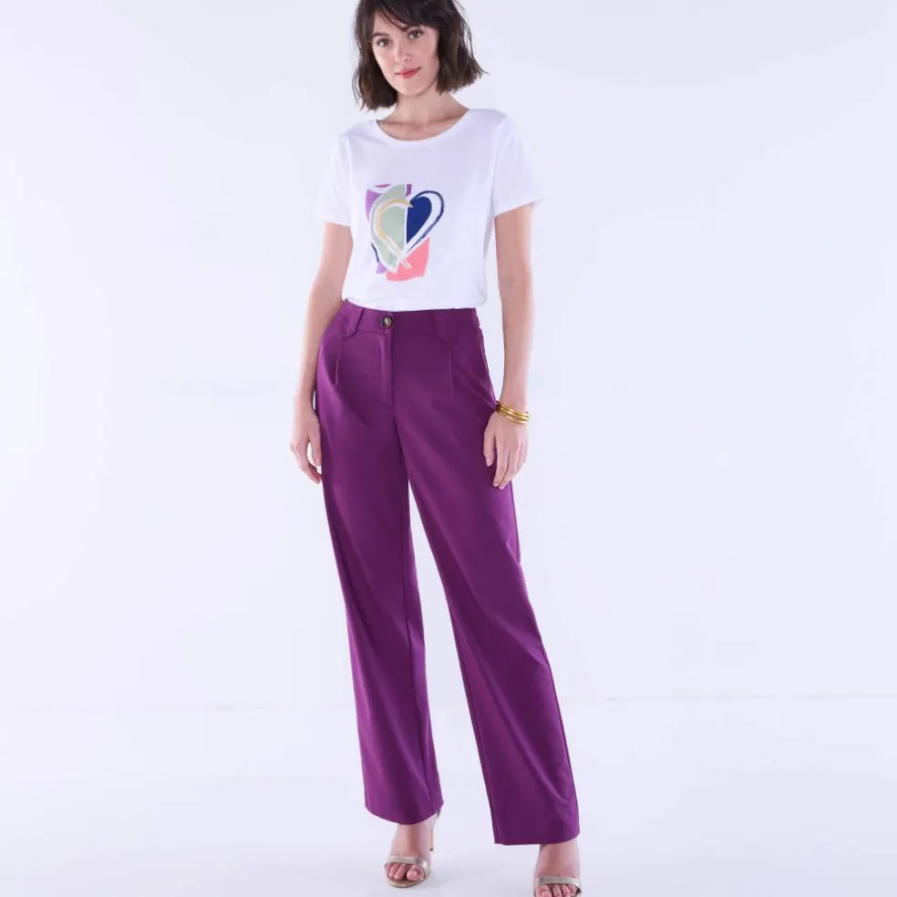 Pantalon droit large, uni