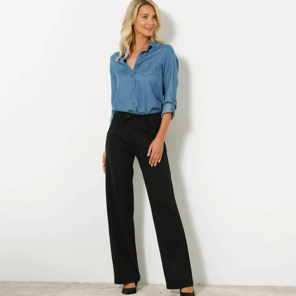 Pantalon droit, maille milano